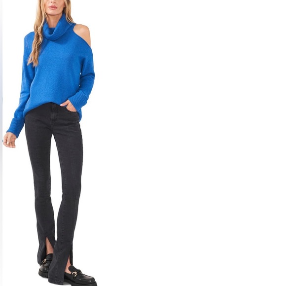 1.State Blue Off the Shoulder Turtleneck. Size M. - Picture 3 of 8